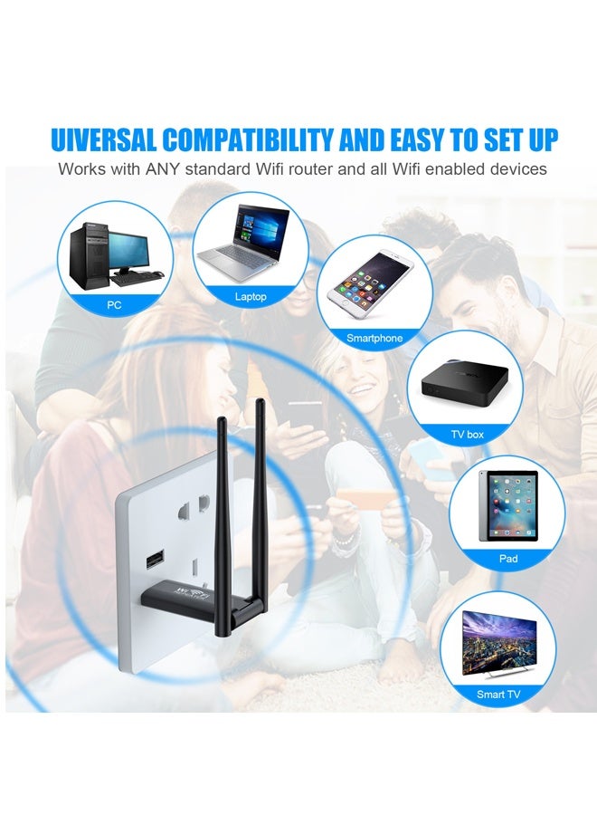 X-level 2PCS Wireless USB WiFi Adapter, High Power 300Mbps，Amplifies WiFi Signal for Home Office Use, No Battery Required，black - Image 3