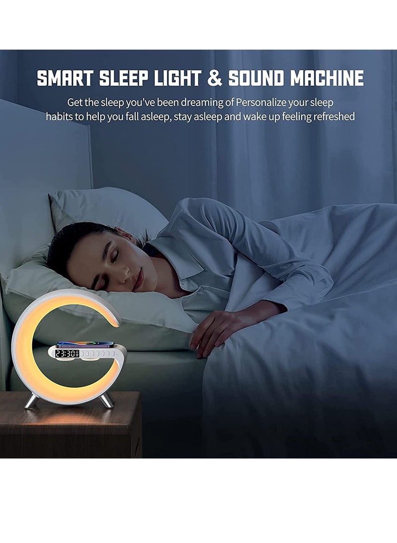 RGB Atmosphere Lamp,Color Changing Mood Light with Wireless Charger,15W LED Bedside lamp with Time Display, Dimmable Night Light with Alarm Clock, Bluetooth Speaker and APP Control for Bedroom - Image 4
