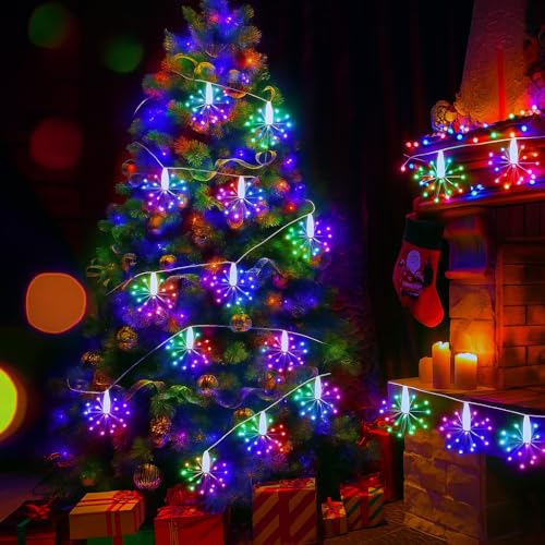 Litehom Starbursts String Light – 10Ft USB Waterproof Sparkle Lights with 8 Modes for Diwali, Ganesh Puja, Christmas Tree, New Year (Blue) - Image 1