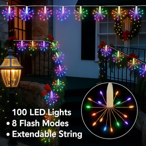 Litehom Starbursts String Light – 10Ft USB Waterproof Sparkle Lights with 8 Modes for Diwali, Ganesh Puja, Christmas Tree, New Year (Blue) - Image 2