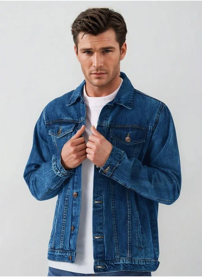 كوتي Plain Double Pocket Detail Denim Jacket