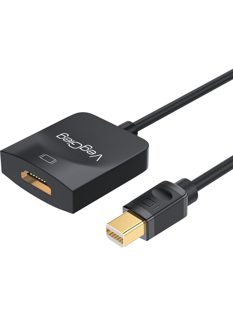 فيج جيج محول Mini DisplayPort إلى HDMI - نحاس خالٍ من الأكسجين، بدقة 4K بمعدل 30 هرتز UHD، مطلي بالذهب، توصيل وتشغيل، أسود - Image 1