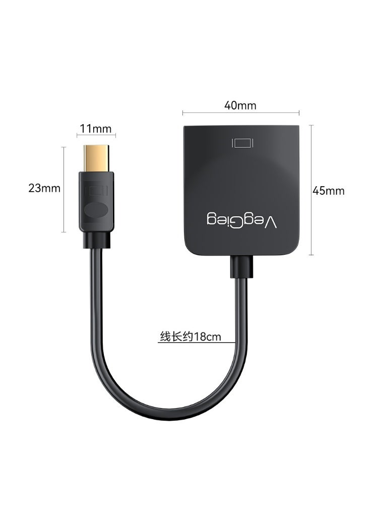 فيج جيج محول Mini DisplayPort إلى HDMI - نحاس خالٍ من الأكسجين، بدقة 4K بمعدل 30 هرتز UHD، مطلي بالذهب، توصيل وتشغيل، أسود - Image 3