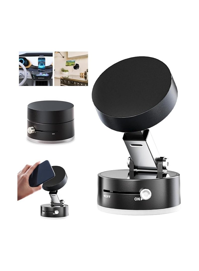 حامل موبايل بمثبت شفط مطوّر، حامل مغناطيسي قابل للطي متعدد الاستخدامات – للجيم، المطبخ، الحمام، السيارة أو المكتب (أسود)