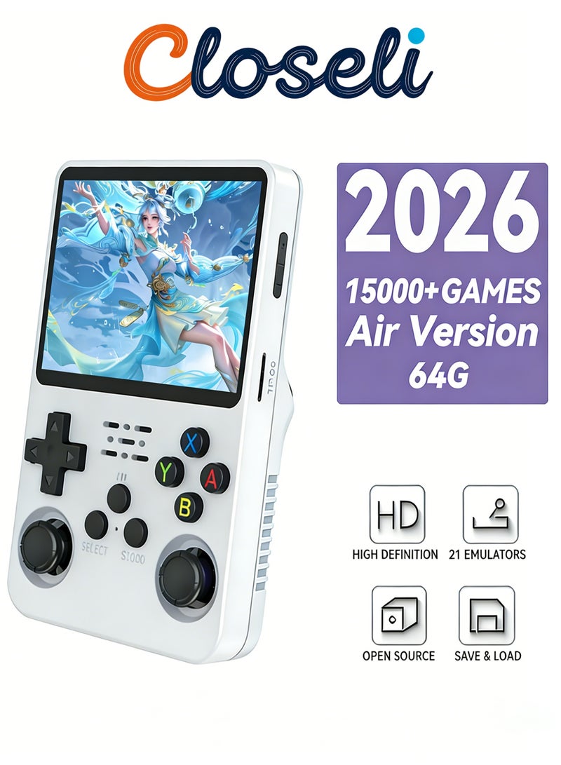 كلوزيلي جر جهاز ألعاب محمول، جهاز ألعاب محمول باليد، آركيد جيب محمول، بطاقة 64 جيجابايت، أكثر من 15000 لعبة كلاسيكية، شاشة IPS بحجم 3.5 إنش، بطارية بسعة 3500 مللي أمبير، نظام محاكي لينكس، دعم OTG، قابلية توسيع بطاقة TF حتى 256 جيجابايت، جهاز ألعاب غير رسمي، هدايا عيد الميلاد والعطلات - Image 1