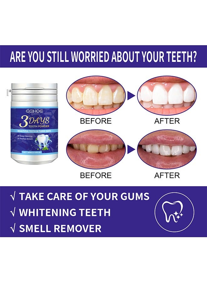 إيلهو بودرة أسنان لمدة 3 أيام ، مزيل بقع الأسنان الساطعة ، مسحوق تبييض تنظيف الأسنان - إزالة فعالة لبقع القهوة 80 مل - Image 4