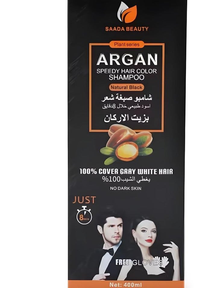Argan Saada Beauty Hair Dye Shampoo 400ml, Black 