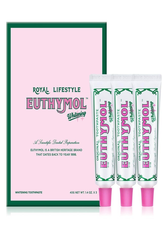 EUTHYMOL Whitening Toothpaste Travel Set (1.4fl oz*3, Pack of 3 - Stocking Stuffers. Stain Removal in 2 Weeks, Long-Lasting Freshness for Sensitive Gum & Teeth. Bad Breath, Cavity Prevention. - Image 1