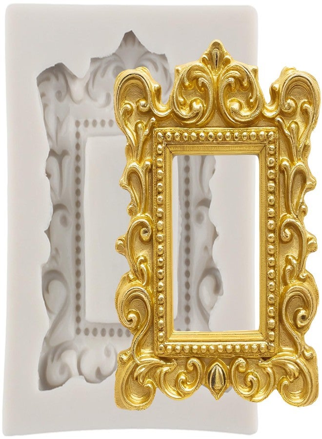 YANQINMS Photo Frame Fondant Molds Picture Frames Silicone Mold Vintage Frame Molds For Cake Decorating Cupcake Topper Chocolate Gum Paste Candy Polymer Clay - Image 1