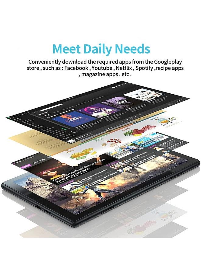 Green Tiger - BDF P70 4G LTE Tablet PC 10.1 inch 8GB Plus 256GB Android 12 MTK6762 Octa Core with Leather Case Support Dual SIM EU Plug Silver - Image 1
