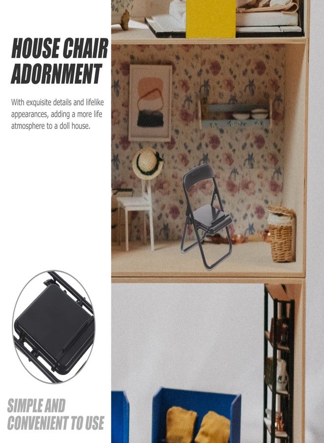 BCOATH Mini Folding Chair Phone Holder 4.72In Dollhouse Furniture Model Foldable Mobile Holder for Desk Home Decoration and Photo Props - Image 5