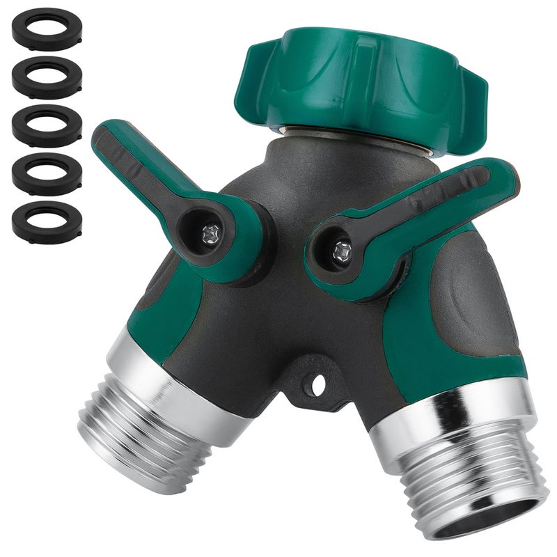 2-Way Hose Splitter 3/4inch Thread Heavy Duty Garden Hose Bib Splitters Multifunctional Water Dividing Valves Water Pipes Connector - Image 1