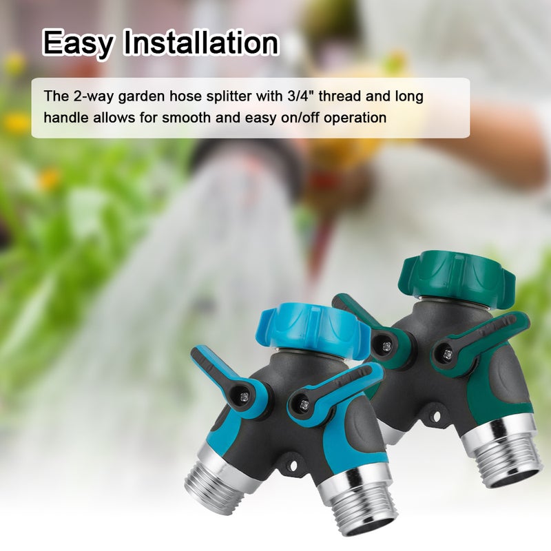 2-Way Hose Splitter 3/4inch Thread Heavy Duty Garden Hose Bib Splitters Multifunctional Water Dividing Valves Water Pipes Connector - Image 2