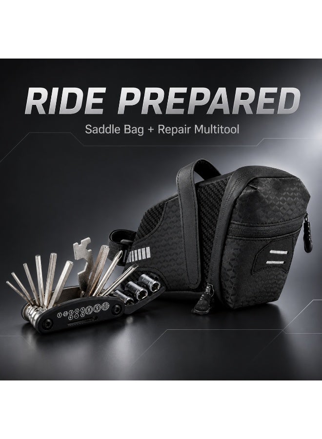 CIFOX Bike Saddle Bag with Multi‑Function Bicycle Repair Tool Kit, Waterproof Cycling Seat Storage Pouch with Fold‑up Maintenance Tools - Image 1