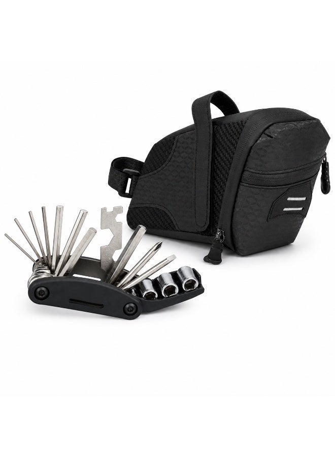 CIFOX Bike Saddle Bag with Multi‑Function Bicycle Repair Tool Kit, Waterproof Cycling Seat Storage Pouch with Fold‑up Maintenance Tools - Image 4