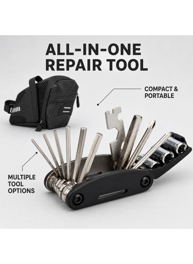 CIFOX Bike Saddle Bag with Multi‑Function Bicycle Repair Tool Kit, Waterproof Cycling Seat Storage Pouch with Fold‑up Maintenance Tools - Image 3