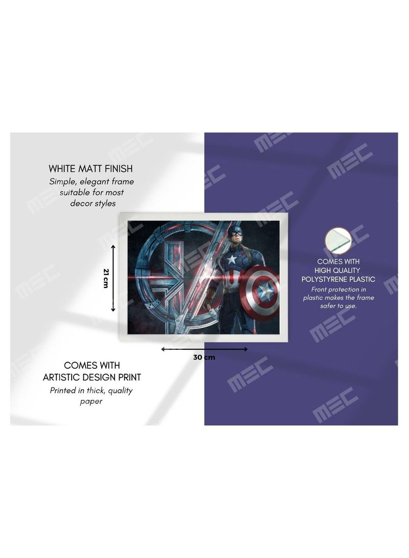 إم إي سي إطار ملصق تصميم كابتن أمريكا 21x30 سم - Image 2