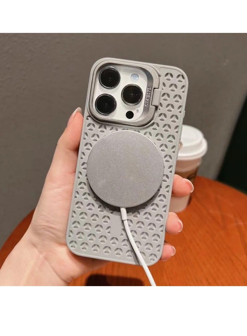 Casemate iPhone 15 Pro MagSafe Case Magnetic Silicone Case Compatible with iPhone Supports Magnetic Charging, Hollow Mesh Design for Heat Dissipation Ventilation and Camera Lens Holder Cover - Image 2