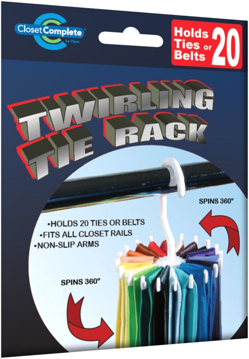 Closet Complete Twirling Tie Rack / Hanger Organizer / Belt Rack, Rotates 360 Degrees, Holds 20 Ties or Belts - Image 2
