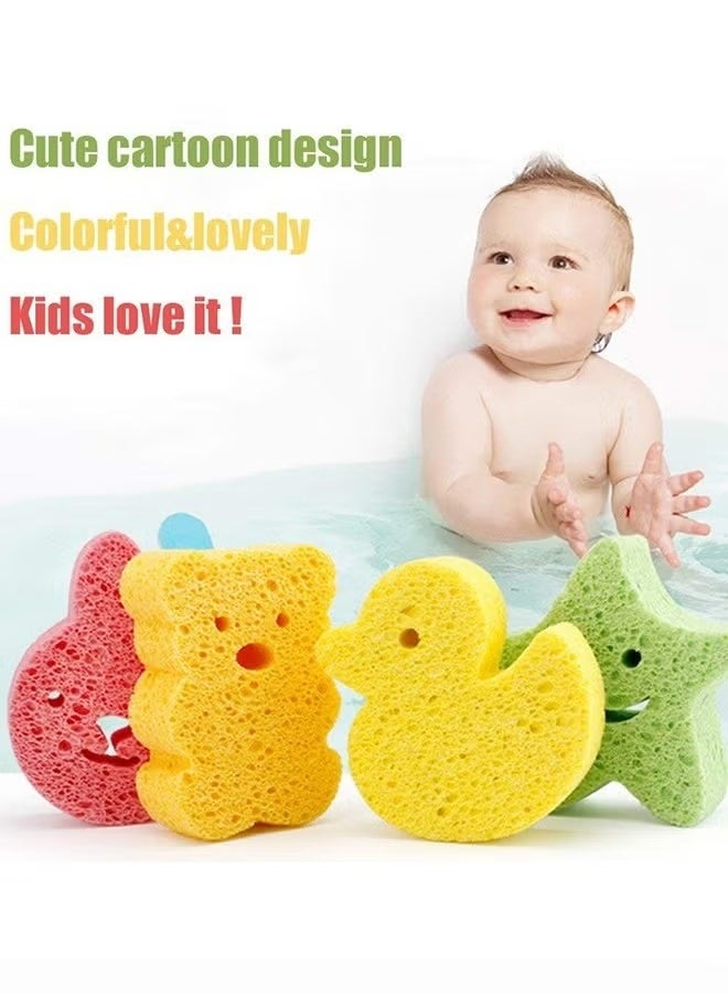 Bukela 4 Pack Premium Bath Sponge, Bath Foam Rub Shower Sponge, Soft Cotton Scrubber Bath Brush Rubbing Towel for Toddler Infant Newborn Great for Sensitive Skin (Set of 4)  - Image 1