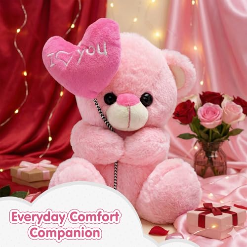 Kidology Heart Balloon Teddy Bear Soft Toy | Cute Plush Teddy with Love Message Balloon | Ultra-Soft, Lovable & Huggable Teddy | Romantic Gift for Valentine, Anniversary & Birthday Gift - Image 2
