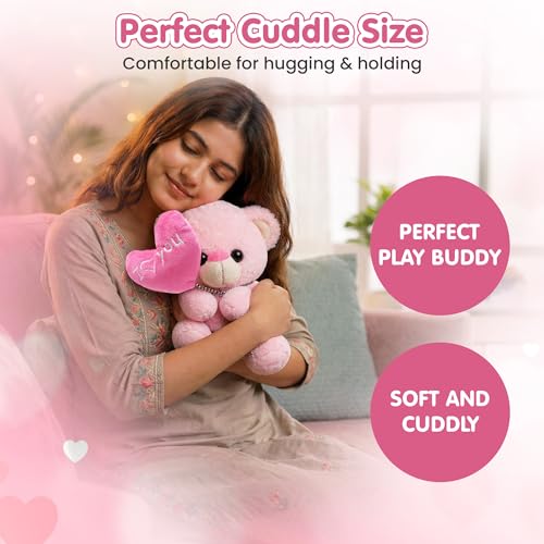 Kidology Heart Balloon Teddy Bear Soft Toy | Cute Plush Teddy with Love Message Balloon | Ultra-Soft, Lovable & Huggable Teddy | Romantic Gift for Valentine, Anniversary & Birthday Gift - Image 5