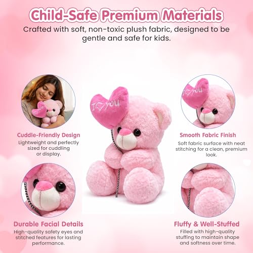 Kidology Heart Balloon Teddy Bear Soft Toy | Cute Plush Teddy with Love Message Balloon | Ultra-Soft, Lovable & Huggable Teddy | Romantic Gift for Valentine, Anniversary & Birthday Gift - Image 4