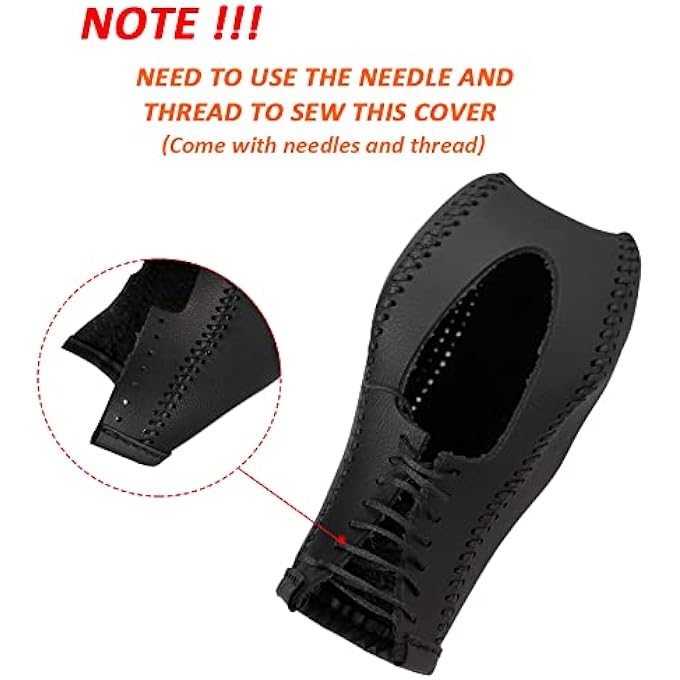 rayihni DEYTOP Gear Shift Knob Cover for FusionEscapeFocusFiesta Auto Leather Shifter Knob Trim for EcoSportTransitCMax Accessories Black with Black Stitches - Image 2