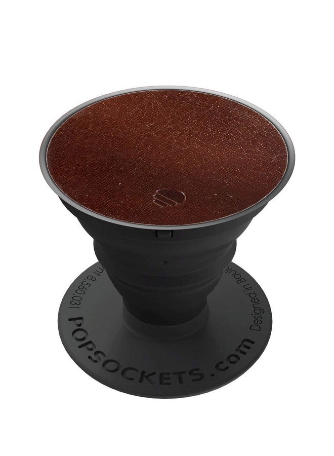 PopSockets: Collapsible Grip & Stand for Phones and Tablets - Brown Vegan Leather - Image 1