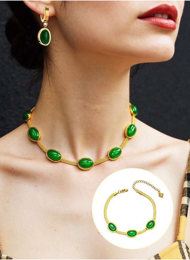 Generic - 3 Piece Jewelry Set of Necklace Earrings and bracelet - Rhinestone Decor Jewellery Set for Women Ladies Gift for Girlfriend Wife Mother Bridesmaids Wedding Party Accessories - Image 1