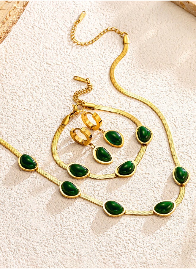 Generic - 3 Piece Jewelry Set of Necklace Earrings and bracelet - Rhinestone Decor Jewellery Set for Women Ladies Gift for Girlfriend Wife Mother Bridesmaids Wedding Party Accessories - Image 1