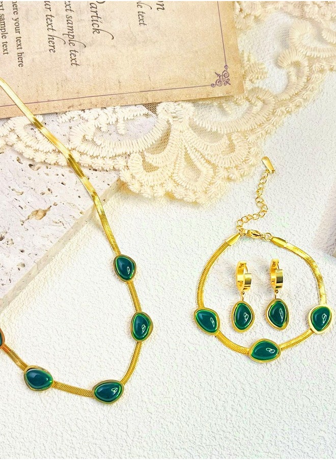 Generic - 3 Piece Jewelry Set of Necklace Earrings and bracelet - Rhinestone Decor Jewellery Set for Women Ladies Gift for Girlfriend Wife Mother Bridesmaids Wedding Party Accessories - Image 1