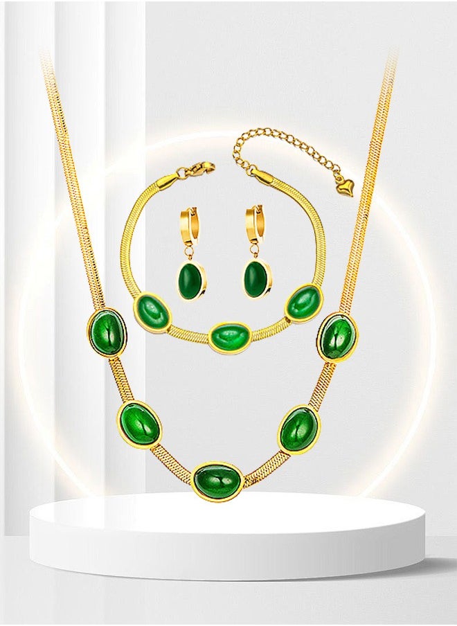 Generic - 3 Piece Jewelry Set of Necklace Earrings and bracelet - Rhinestone Decor Jewellery Set for Women Ladies Gift for Girlfriend Wife Mother Bridesmaids Wedding Party Accessories - Image 1
