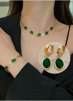 3 Piece Jewelry Set of Necklace Earrings and bracelet - Rhinestone Decor Jewellery Set for Women Ladies Gift for Girlfriend Wife Mother Bridesmaids Wedding Party Accessories