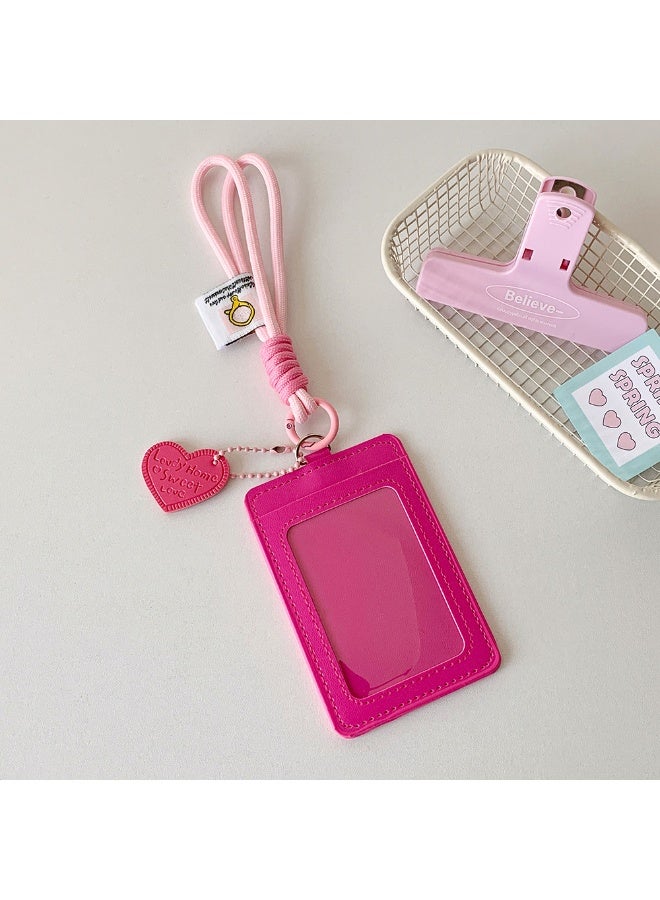 NIBEMINENT 1 - Piece Dopamine Color PU Kpop Photo Card Holder Pendant Key Chain ID Badge Holder ID Card Holder Photo Card Protector for School ID Office ID Access Card for Women Girls - Image 1