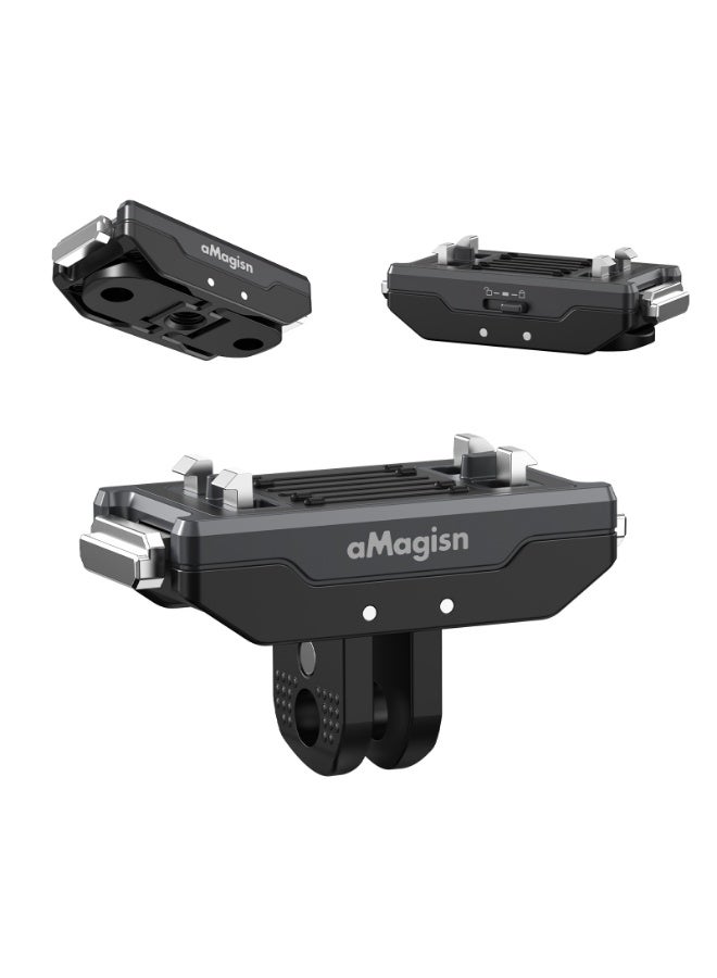 Amagisn Metal Magnetic Quick Release Mount for Insta360 Ace Pro 2 / Ace Pro / Ace / X5 / X4 Air, Dual Lock Action Camera Adapter with 1/4 Screw - Image 1