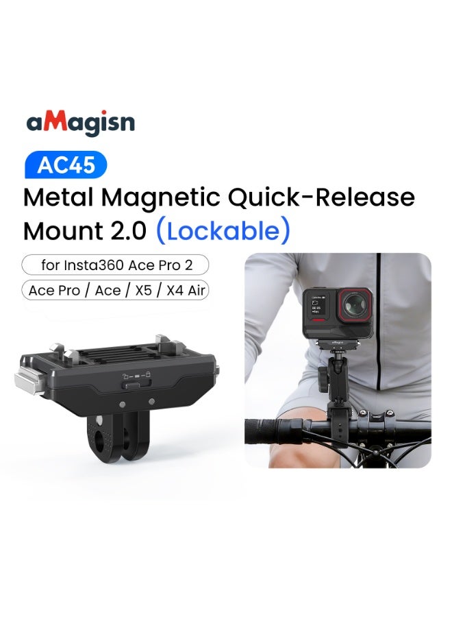 Amagisn Metal Magnetic Quick Release Mount for Insta360 Ace Pro 2 / Ace Pro / Ace / X5 / X4 Air, Dual Lock Action Camera Adapter with 1/4 Screw - Image 2