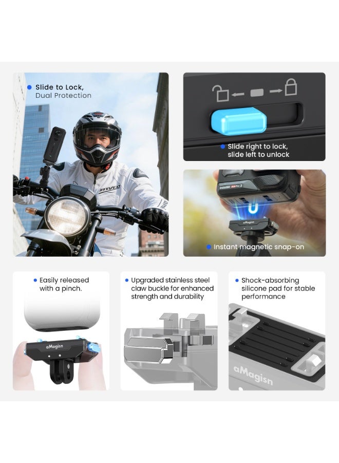 Amagisn Metal Magnetic Quick Release Mount for Insta360 Ace Pro 2 / Ace Pro / Ace / X5 / X4 Air, Dual Lock Action Camera Adapter with 1/4 Screw - Image 3