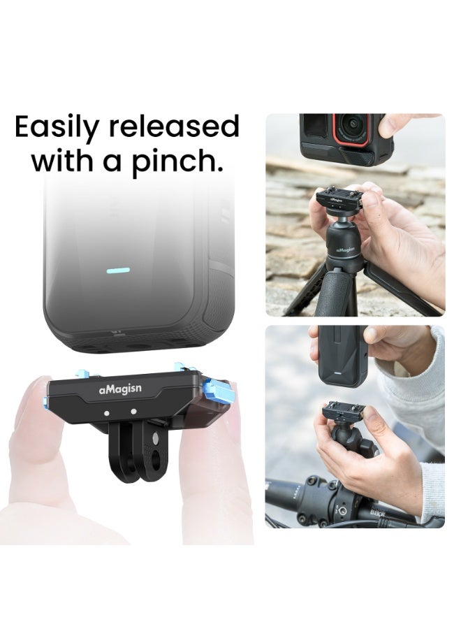 Amagisn Metal Magnetic Quick Release Mount for Insta360 Ace Pro 2 / Ace Pro / Ace / X5 / X4 Air, Dual Lock Action Camera Adapter with 1/4 Screw - Image 5