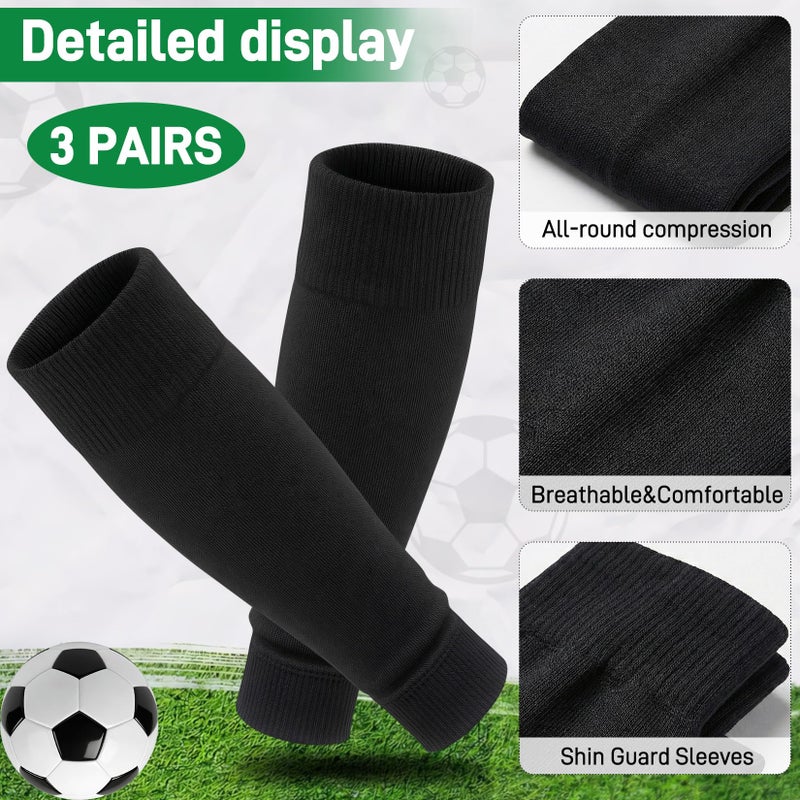 Vidroxin 3 Pairs Pre Cut Soccer Socks, Soccer Leg Sleeves Compatible With Grip Socks for Football Baseball Softball Rugby - Image 2