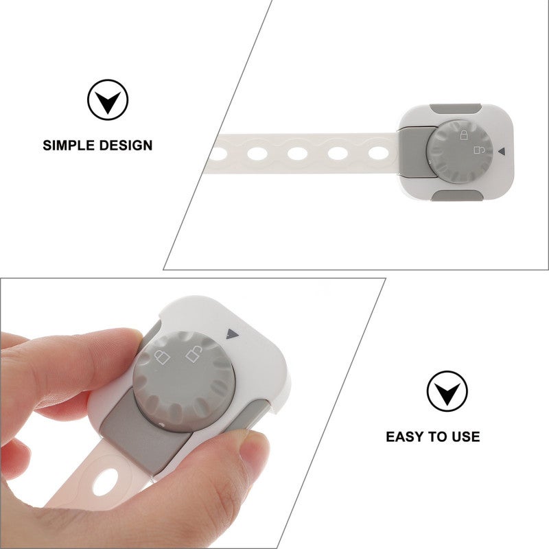 Baby Safety Locks: 6 Pcs Grey - Adjustable Flexible Belt Strong Adhesive Child Safety Locks for Home Cabinets Refrigerators Drawers - Image 4