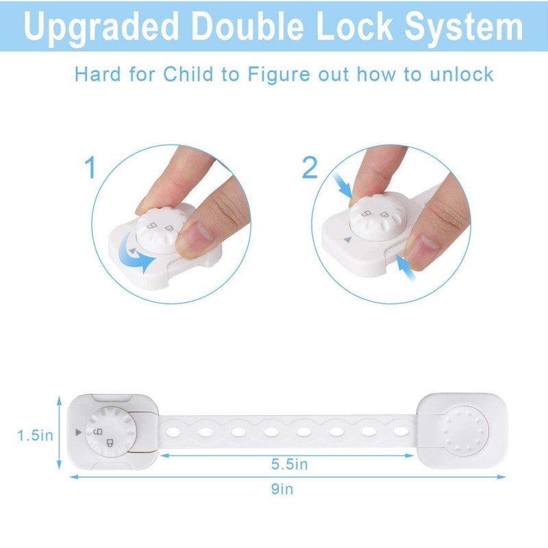 Baby Safety Locks: 6 Pcs Grey - Adjustable Flexible Belt Strong Adhesive Child Safety Locks for Home Cabinets Refrigerators Drawers - Image 2
