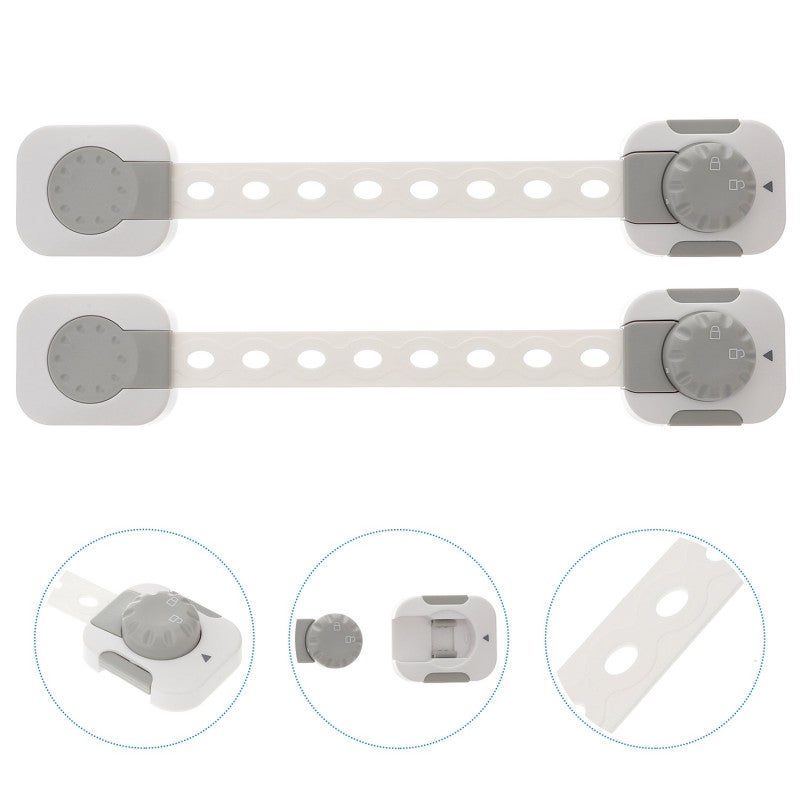 Baby Safety Locks: 6 Pcs Grey - Adjustable Flexible Belt Strong Adhesive Child Safety Locks for Home Cabinets Refrigerators Drawers - Image 5