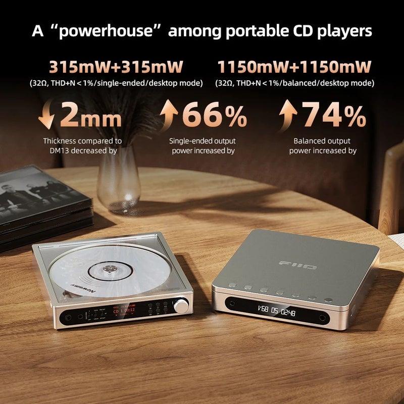 FiiO DM15 R2R Portable Stereo CD Player with 24-Bit R2R Dac, Usb/cd HiFi Audio, Gold - Image 3