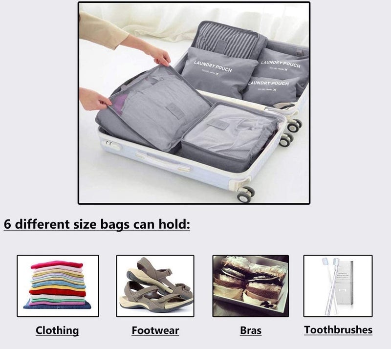Styleys Packing Cubes 6 Set, Travel Storage Bags Multifunctional Clothing Sorting Packages, Travel Packing Pouches, Luggage Organizer Pouch, Shoe Bags Assorted Colors - Image 3