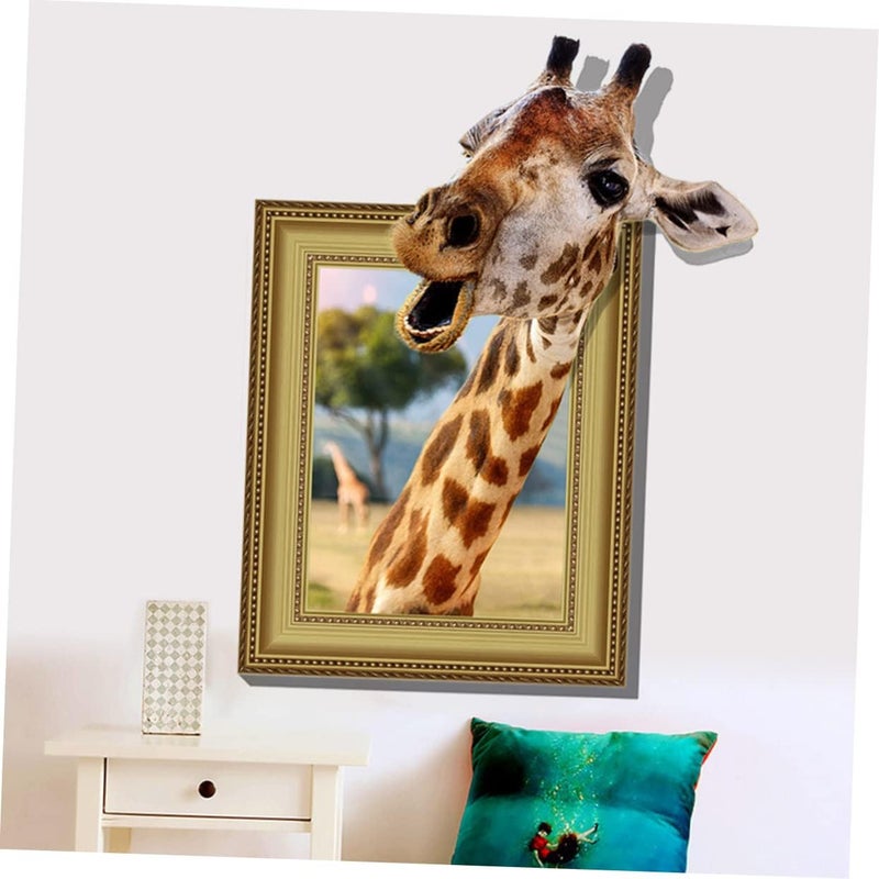 klarako Head Funny for Sticker Animal Kindergarten Art Kids Home into Giraffe Living Sticking Photo Frame Background Mural Wallpaper Removable Stickers Decal Bedroom Vivid Room Decor - Image 2