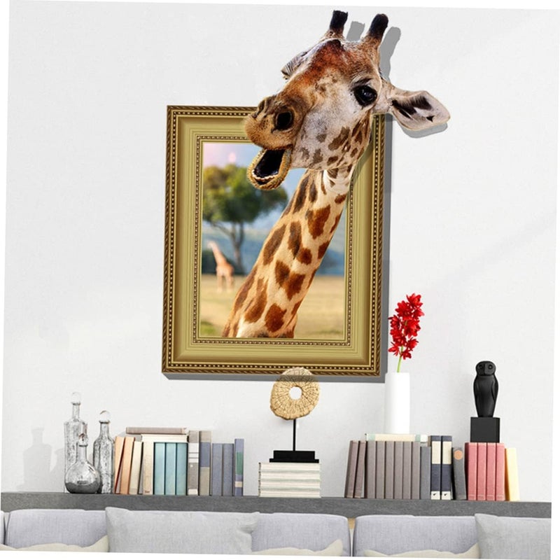 klarako Head Funny for Sticker Animal Kindergarten Art Kids Home into Giraffe Living Sticking Photo Frame Background Mural Wallpaper Removable Stickers Decal Bedroom Vivid Room Decor - Image 4