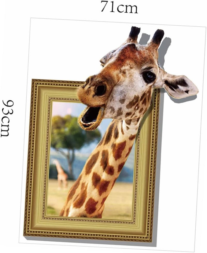 klarako Head Funny for Sticker Animal Kindergarten Art Kids Home into Giraffe Living Sticking Photo Frame Background Mural Wallpaper Removable Stickers Decal Bedroom Vivid Room Decor - Image 5