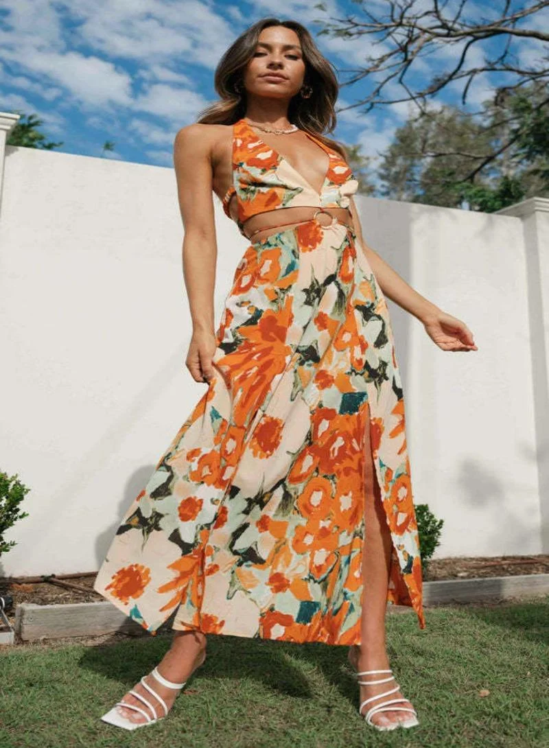 YUNIQEE Floral Cutout Maxi Dress