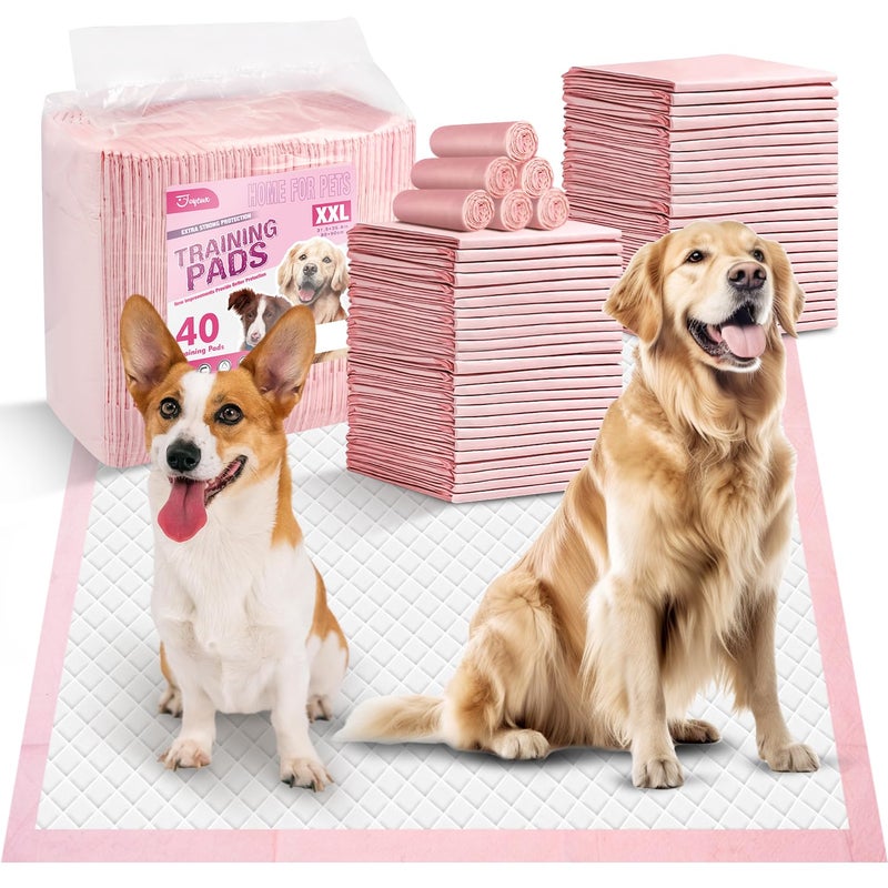 Joyeux Extra Large Puppy Pads Super Absorbent Ultra LeakProof Quick Dry 315 x 354 Pee Pads for Dogs Dog Pads for Potty Training 40 Count Unscented Pink XXL